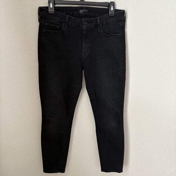 Mother The Looker Crop Blackbird Skinny Jeans Size 30 - Picture 7 of 11